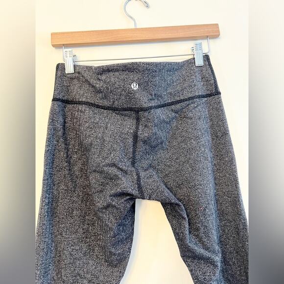 Lululemon wunder under full length leggings grey herringbone pattern workout 10 - Picture 6 of 11